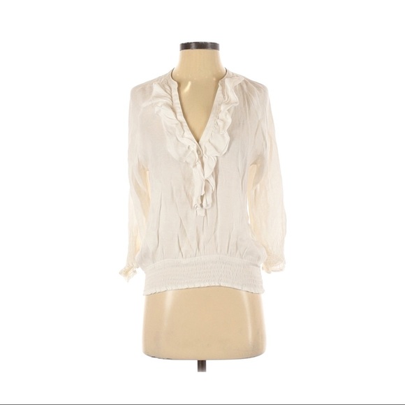 COPY - Zara Ruffle V Neck Blouse - Picture 1 of 3